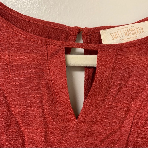 NWT Sweet‎ Wanderer Maternity Blouse with Cut out sleeves in Rust Size Large - Picture 5 of 7